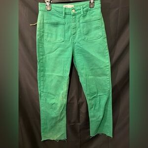 Zara Vibrant Green Straight Leg Jeans